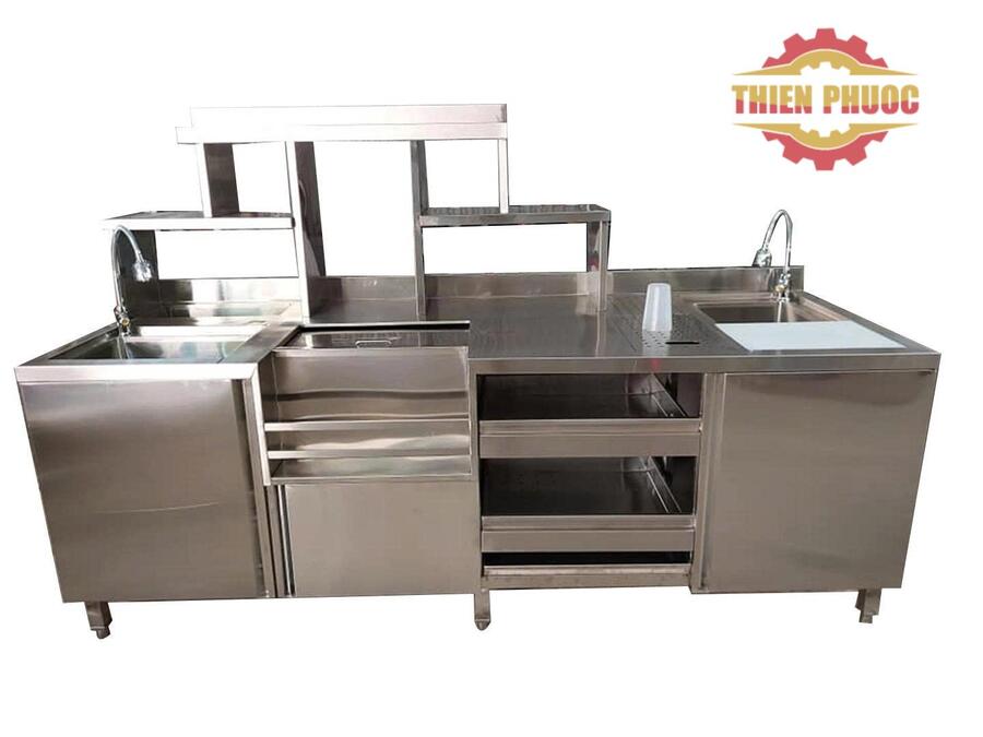 quầy pha chế trà sữa inox