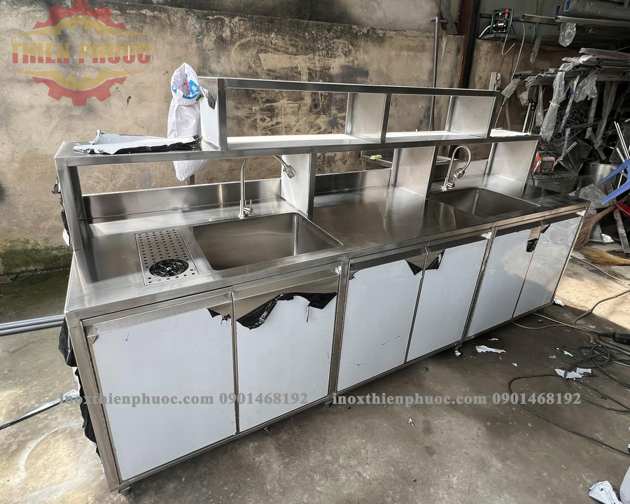 quầy pha chế trà sữa inox
