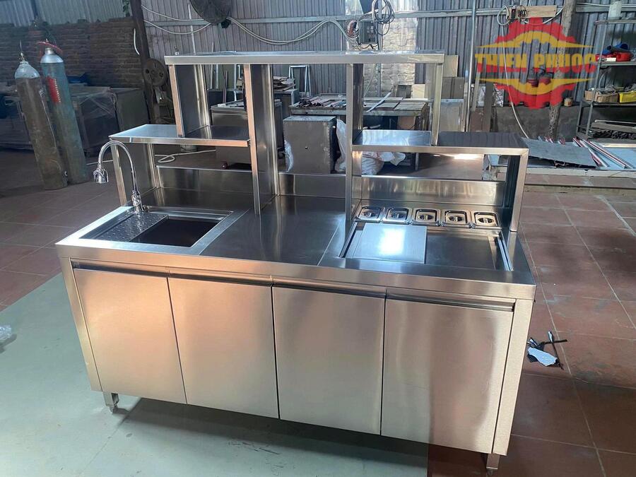 quầy pha chế trà sữa inox