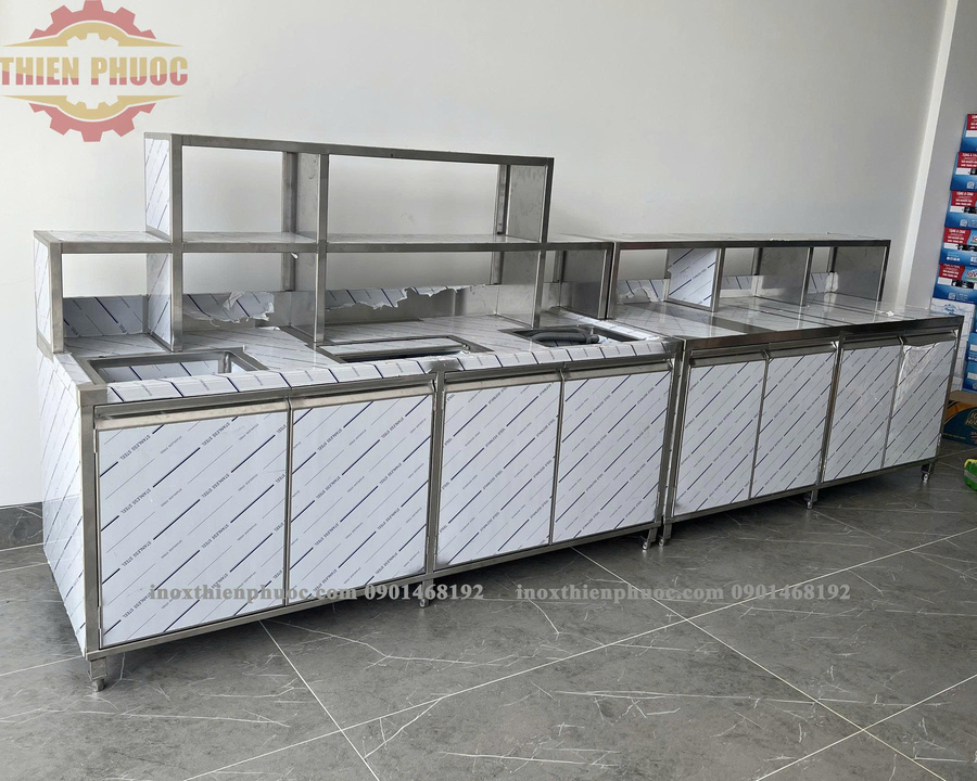 quầy pha chế trà sữa inox
